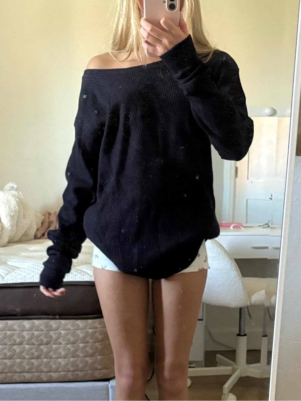 Off-Shoulder Navy Women’s Sweater